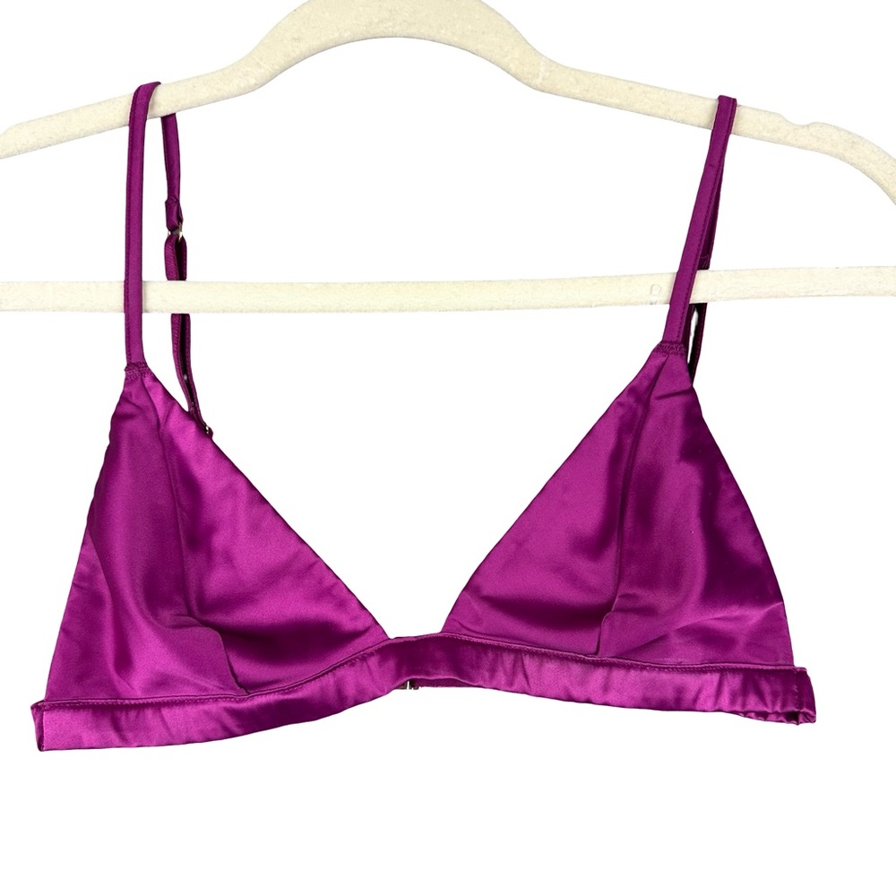 Victoria’s Secret Pink Satin Triangle Bralette Adjustable Straps Swimwear S